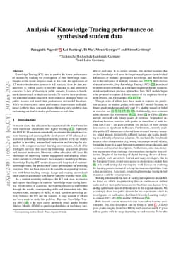 Analysis of Knowledge Tracing performance on synthesised student data