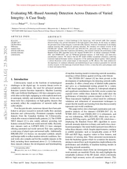 Evaluating ML-Based Anomaly Detection Across Datasets of Varied
  Integrity: A Case Study