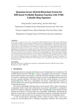 Quantum-Secure Hybrid Blockchain System for DID-based Verifiable Random
  Function with NTRU Linkable Ring Signature