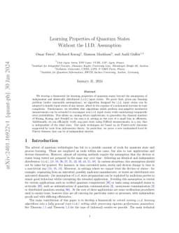 Learning Properties of Quantum States Without the I.I.D. Assumption