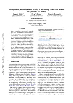 Distinguishing Fictional Voices: a Study of Authorship Verification
  Models for Quotation Attribution