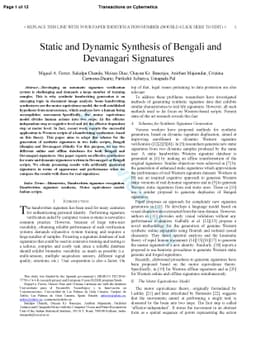 Static and Dynamic Synthesis of Bengali and Devanagari Signatures