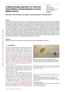 A Bearing-Angle Approach for Unknown Target Motion Analysis Based on
  Visual Measurements