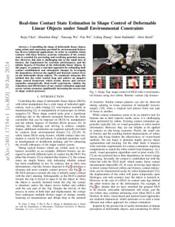 Real-time Contact State Estimation in Shape Control of Deformable Linear
  Objects under Small Environmental Constraints