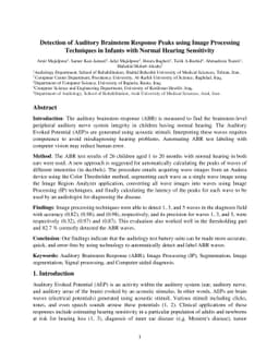 Detection of Auditory Brainstem Response Peaks Using Image Processing
  Techniques in Infants with Normal Hearing Sensitivity