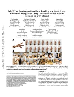 EchoWrist: Continuous Hand Pose Tracking and Hand-Object Interaction
  Recognition Using Low-Power Active Acoustic Sensing On a Wristband