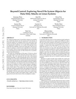 Beyond Control: Exploring Novel File System Objects for Data-Only
  Attacks on Linux Systems