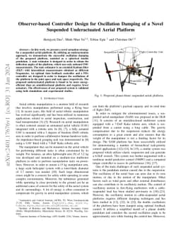 Observer-based Controller Design for Oscillation Damping of a Novel
  Suspended Underactuated Aerial Platform