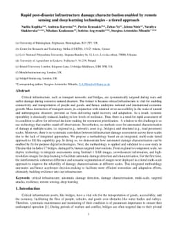 Rapid post-disaster infrastructure damage characterisation enabled by
  remote sensing and deep learning technologies -- a tiered approach