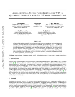 Accelerating a Triton Fused Kernel for W4A16 Quantized Inference with
  SplitK work decomposition