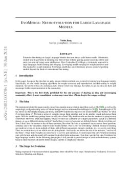 EvoMerge: Neuroevolution for Large Language Models