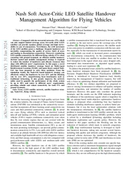 Nash Soft Actor-Critic LEO Satellite Handover Management Algorithm for
  Flying Vehicles