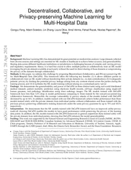 Decentralised, Collaborative, and Privacy-preserving Machine Learning
  for Multi-Hospital Data