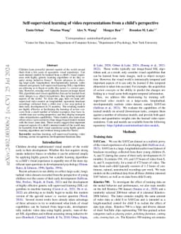 Self-supervised learning of video representations from a child's
  perspective