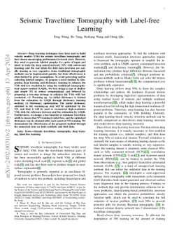 Seismic Traveltime Tomography with Label-free Learning