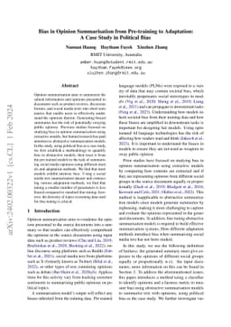 Bias in Opinion Summarisation from Pre-training to Adaptation: A Case
  Study in Political Bias