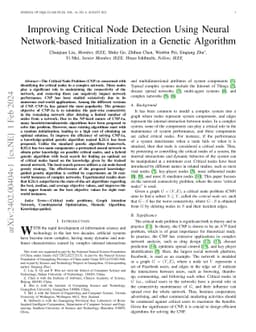 Improving Critical Node Detection Using Neural Network-based
  Initialization in a Genetic Algorithm