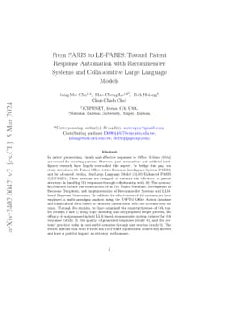 From PARIS to LE-PARIS: Toward Patent Response Automation with
  Recommender Systems and Collaborative Large Language Models