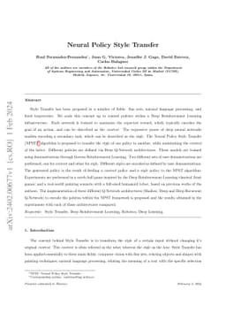 Neural Policy Style Transfer