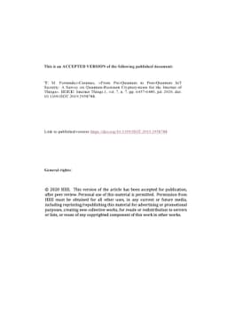 From Pre-Quantum to Post-Quantum IoT Security: A Survey on
  Quantum-Resistant Cryptosystems for the Internet of Things
