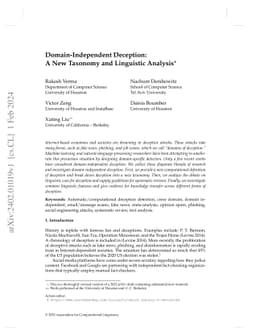 Domain-Independent Deception: A New Taxonomy and Linguistic Analysis