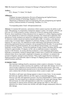 Bio-Inspired Compensatory Strategies for Damage to Flapping Robotic
  Propulsors