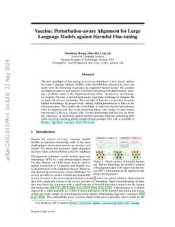 Vaccine: Perturbation-aware Alignment for Large Language Model