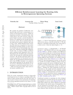 Efficient Reinforcement Learning for Routing Jobs in Heterogeneous
  Queueing Systems