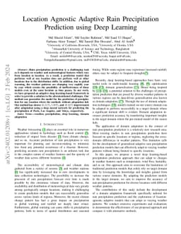 Location Agnostic Adaptive Rain Precipitation Prediction using Deep
  Learning