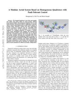 A Modular Aerial System Based on Homogeneous Quadrotors with
  Fault-Tolerant Control