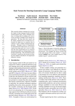 Style Vectors for Steering Generative Large Language Model