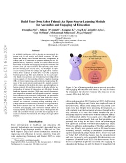 Build Your Own Robot Friend: An Open-Source Learning Module for
  Accessible and Engaging AI Education