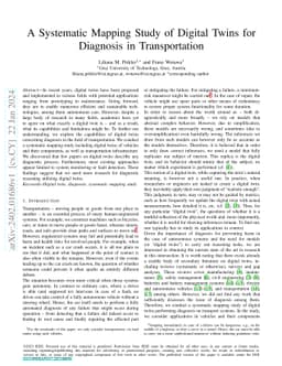A Systematic Mapping Study of Digital Twins for Diagnosis in
  Transportation