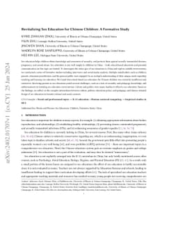 Revitalizing Sex Education for Chinese Children: A Formative Study