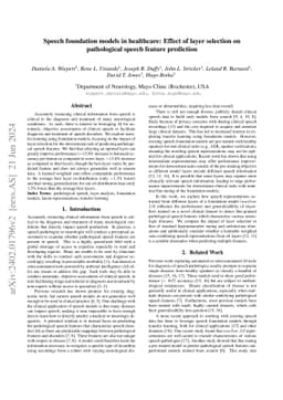 Speech foundation models in healthcare: Effect of layer selection on
  pathological speech feature prediction