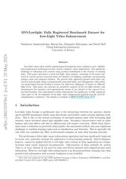 BVI-Lowlight: Fully Registered Benchmark Dataset for Low-Light Video
  Enhancement