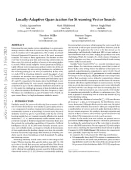 Locally-Adaptive Quantization for Streaming Vector Search