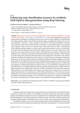 Enhancing crop classification accuracy by synthetic SAR-Optical data
  generation using deep learning