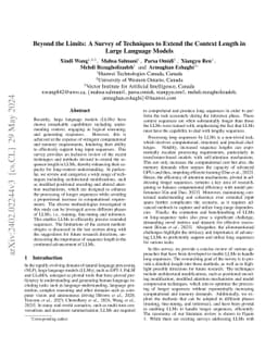 Beyond the Limits: A Survey of Techniques to Extend the Context Length
  in Large Language Models