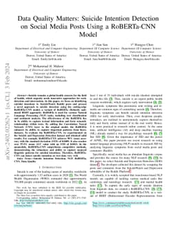 Data Quality Matters: Suicide Intention Detection on Social Media Posts
  Using a RoBERTa-CNN Model