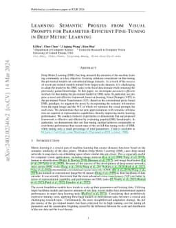 Learning Semantic Proxies from Visual Prompts for Parameter-Efficient
  Fine-Tuning in Deep Metric Learning
