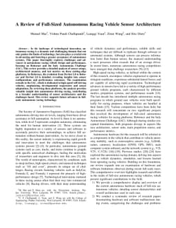 A Review of Full-Sized Autonomous Racing Vehicle Sensor Architecture