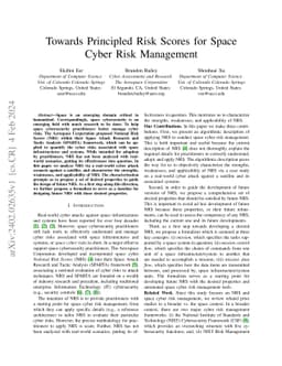 Towards Principled Risk Scores for Space Cyber Risk Management