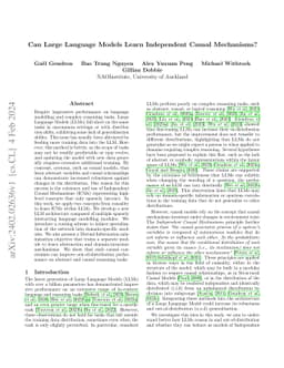 Can Large Language Models Learn Independent Causal Mechanisms?