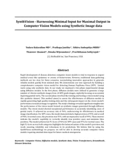 SynthVision -- Harnessing Minimal Input for Maximal Output in Computer
  Vision Models using Synthetic Image data