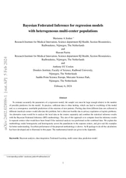 Bayesian Federated Inference for regression models with heterogeneous
  multi-center populations