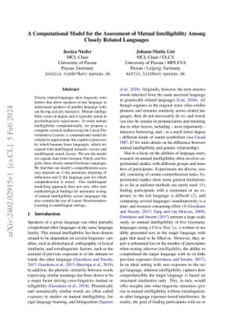 A Computational Model for the Assessment of Mutual Intelligibility Among
  Closely Related Languages