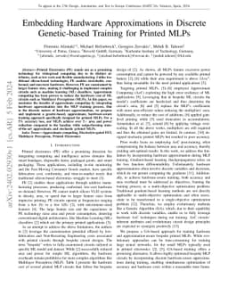 Embedding Hardware Approximations in Discrete Genetic-based Training for
  Printed MLPs