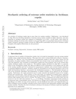 Stochastic ordering of extreme order statistics in Archimax copula