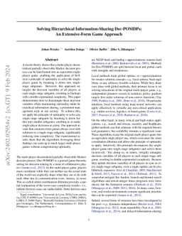 Solving Hierarchical Information-Sharing Dec-POMDPs: An Extensive-Form Game Approach